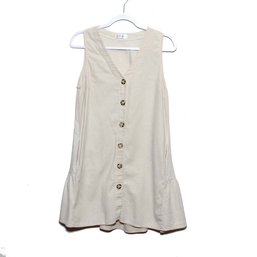 Vestique Linen Blend Ruffle Bottom Mini Dress Size Medium